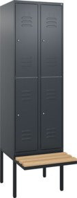 C+P Doppelstock-Spind Classic PLUS mit Sitzbank, 2 Abteile, Buche-Hartholz, Anthrazit/Schwarz, B/T/H: 212 x 60 x 81,5 cm - Bild 1