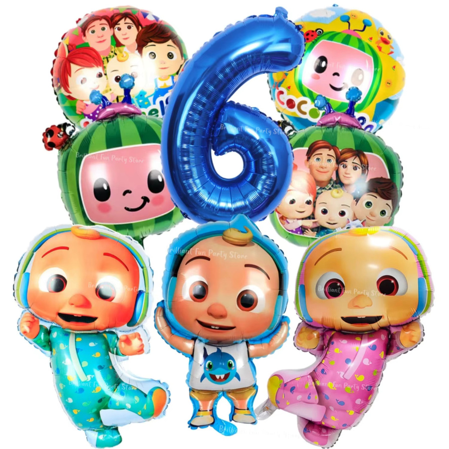 8-teiliges Cocomelon Ballon-Set für Kindergeburtstage in Blau, Rosa und Multicolour mit Zahlenballons, Durchmesser: 81,28 cm - Bild 2