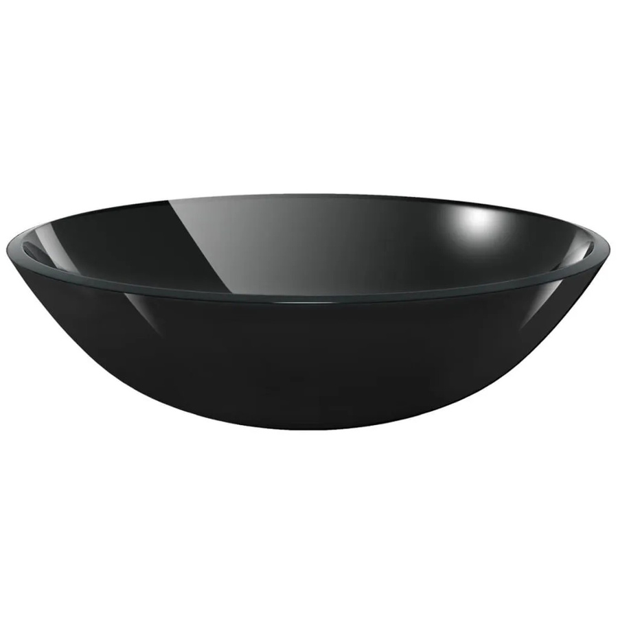 vidaXL Aufsatzwaschbecken aus Hartglas in Schwarz, Durchmesser: 42 cm - Bild 2