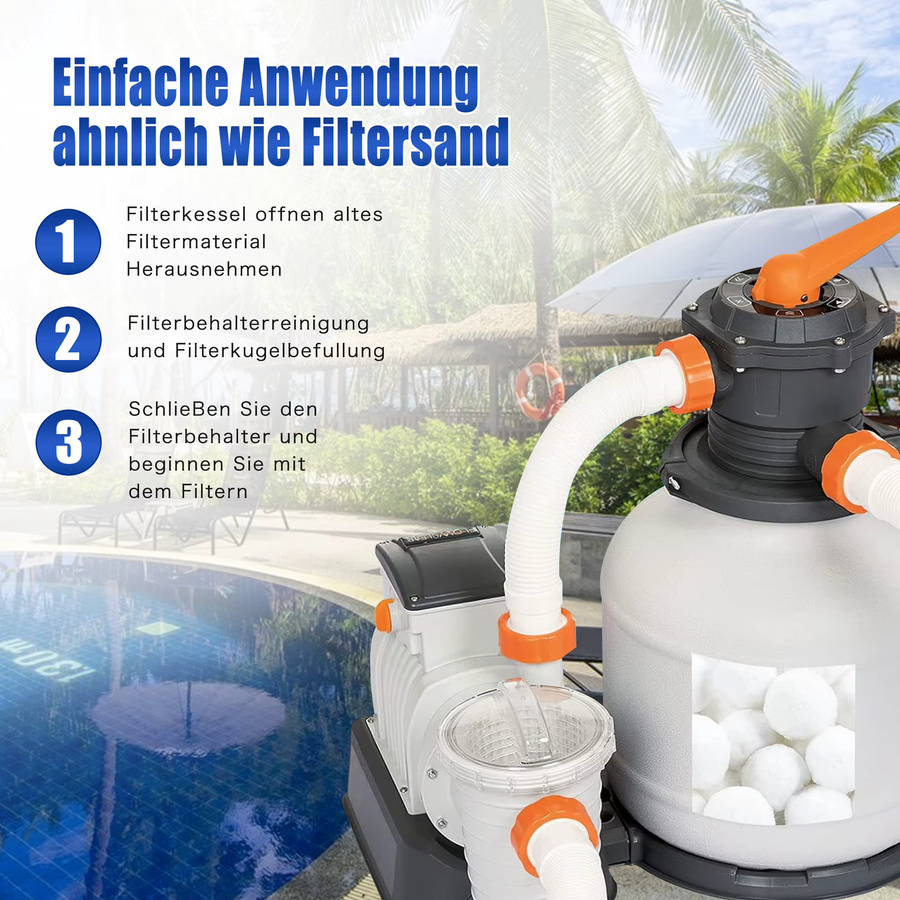 800 g Pool-Filterkugeln in Weiß als Ersatz für 30 kg Filtersand für Sandfiltersysteme - Bild 3