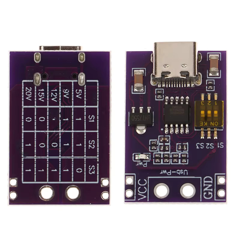 USB-C Schnelllade Decoy Trigger mit PD/QC/AFC Unterstützung für feste Spannungsausgänge 5V 9V 12V 15V 20V in Lila - Bild 3