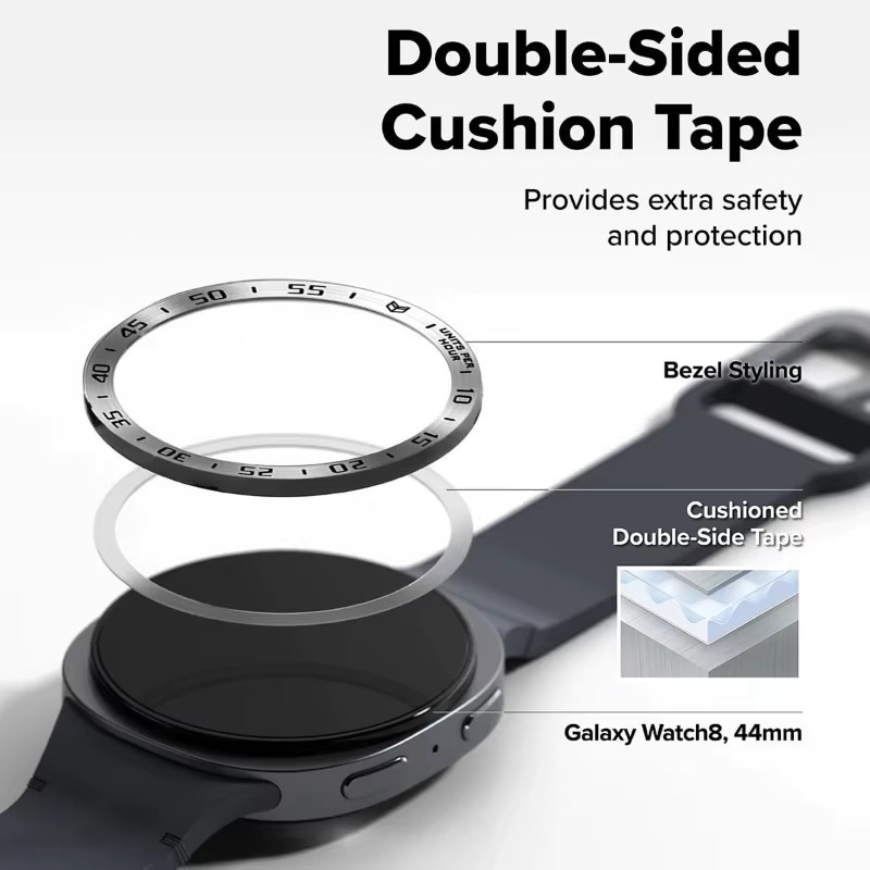 CAOWTAN Metalllünette für Samsung Galaxy Watch 8 Classic 46 mm, Edelstahl, Silber - Bild 3