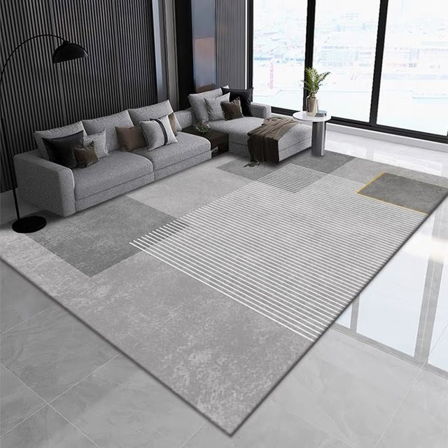 VIKAMA Premium-Flanell-Teppich in Grau, modern und abstrakt, B/T: 120 x 80 cm - Bild 1