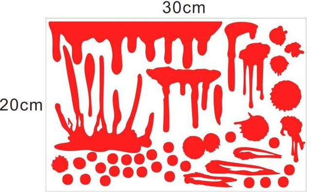Leuchtende Imitationsblut Hand- und Fußabdruck Aufkleber in Rot für Halloween Horror Dekoration aus PVC - Bild 1