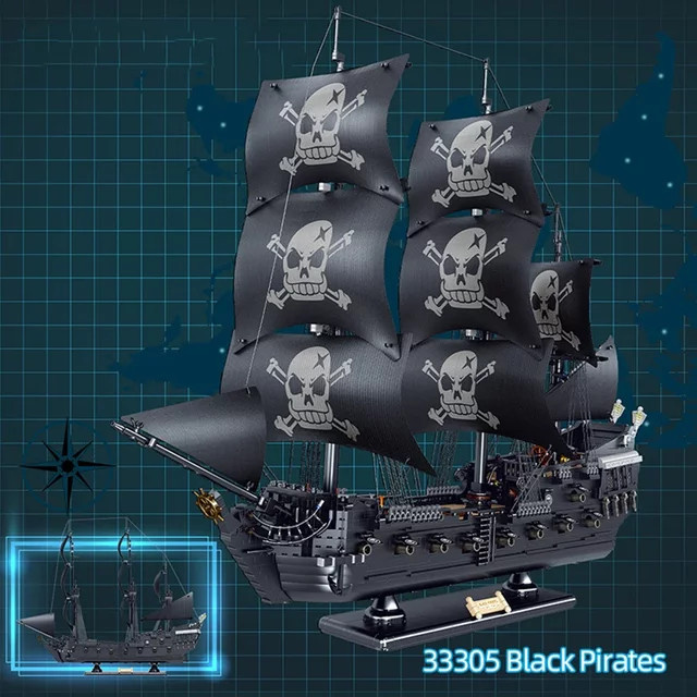 CETYL Piraten Schiff Sturm Geist Modellbausatz aus 3839 Bausteinen in Schwarz - Bild 1