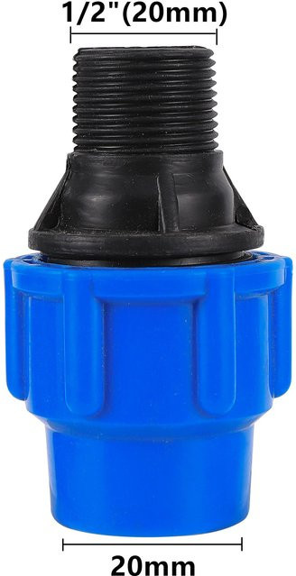ADHERETOFIY Reduzierstück für Bewässerungssysteme PE-PVC-Rohr Umwandlungskupplung mit Außengewinde 1/2 Zoll auf 20 mm, Schwarz - Bild 1