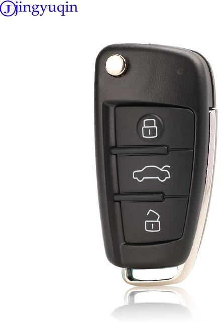 Jingyuqin Faltfernbedienung Flip Car Key Case Shell Fob Ersatz für Audi A2 A3 A4 A6 A6L A8 Q7 TT in Schwarz - Bild 1