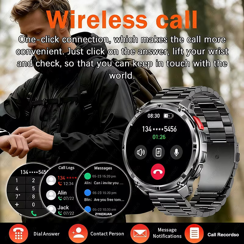 BOXUXING Smartwatch, T-REX3 Ultra, 1,7 Zoll AMOLED, 10 ATM, Herren, Schwarz - Bild 5