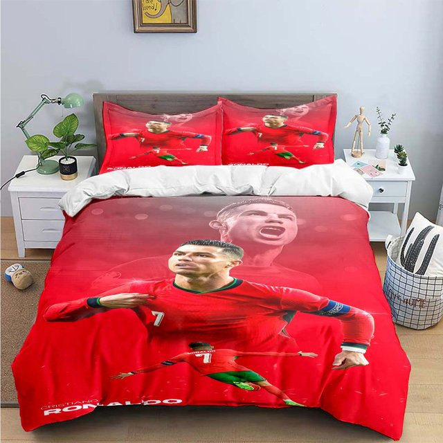 Gu Tao Bettwäsche Set mit R-Ronaldo Aufdruck in Rot, bestehend aus Bettbezug und Kissenbezügen, B/H: 150 x 200 cm - Bild 1