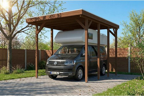 SKANHOLZ Caravan-Carport Friesland aus Fichte mit Stahldach in Nussbaum Braun, B: 402 cm, T: 555 cm - Bild 1