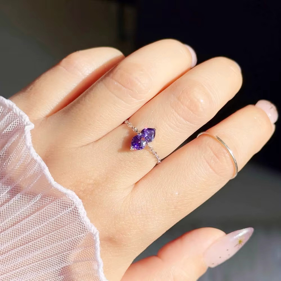 YUYAN Ring Doppel Herz, Zirkonia, Damen, Verlobung, Hochzeit - Bild 4