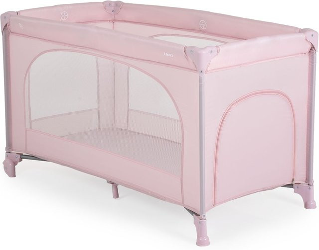 Moni Reisebett Uno klappbarer Laufstall mit Faltmatratze und Rädern in Pink - Bild 1