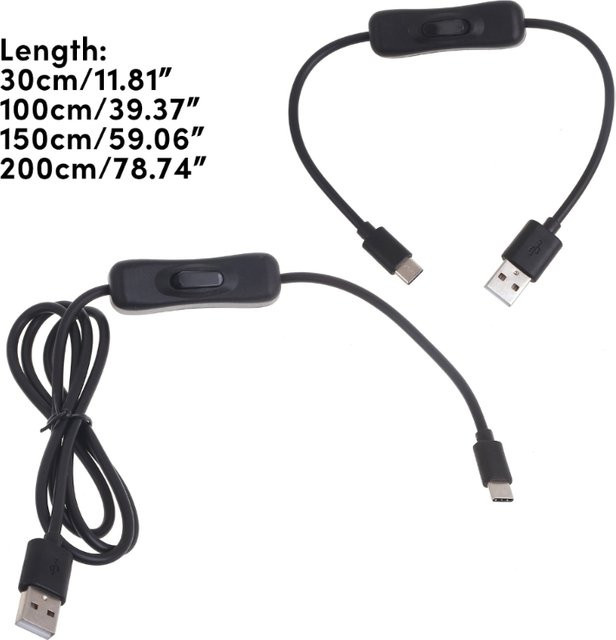 USB-C Adapter mit Ein/Aus-Schalter und Verlängerungskabel in Schwarz - Bild 1