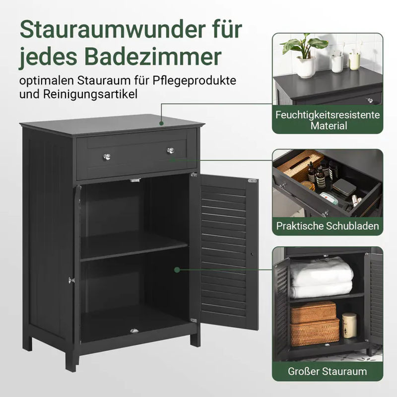 SoBuy Badkommode aus MDF mit einer Schublade und Türen in Grau FRG238-DG - Bild 5
