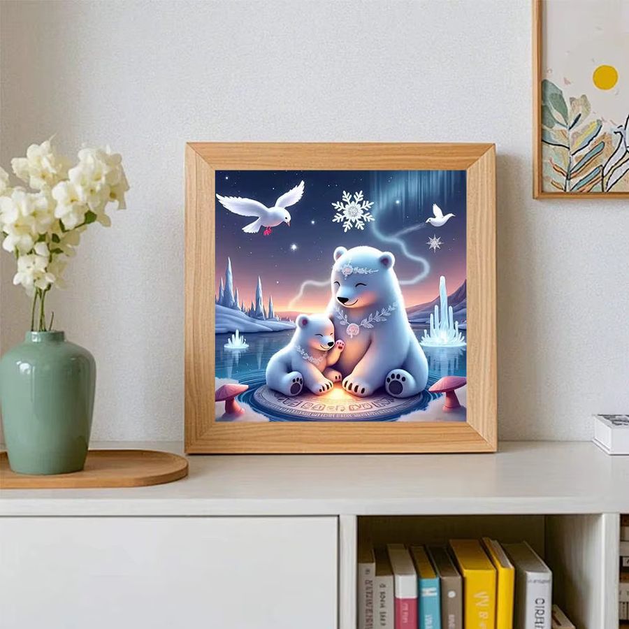 AZQSD 5D DIY Diamantmalerei Set Winter Szene mit Eisbären und Möwen, Strass Stickerei Kit mit runden Diamanten - Bild 3