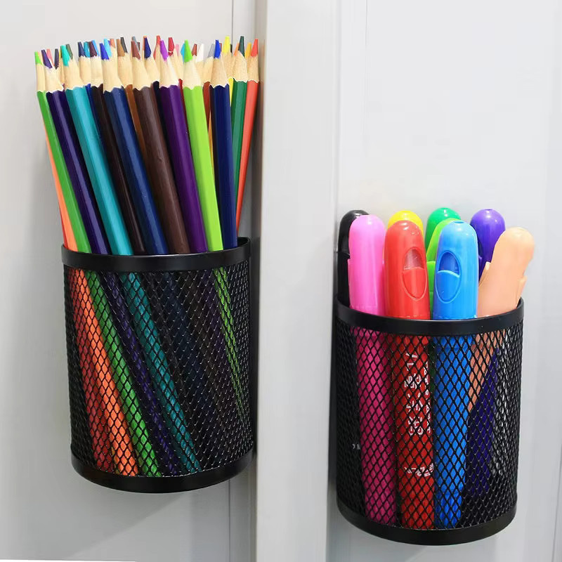 2er-Set magnetischer Eisen-Aufbewahrungskorb in Schwarz, halbkreisförmiger Organizer aus Metall für Kühlschrank, Büro und Zuhause - Bild 3