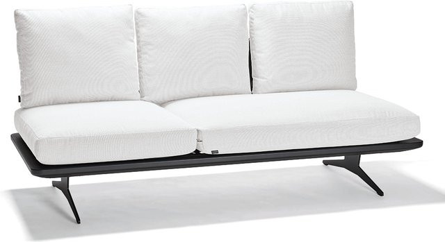 Stern Lounge Liege Enya aus Aluminium in Anthrazit Matt mit Kordel Rückenteilen Stone und Polyacryl Kissenset Ivory - Bild 1