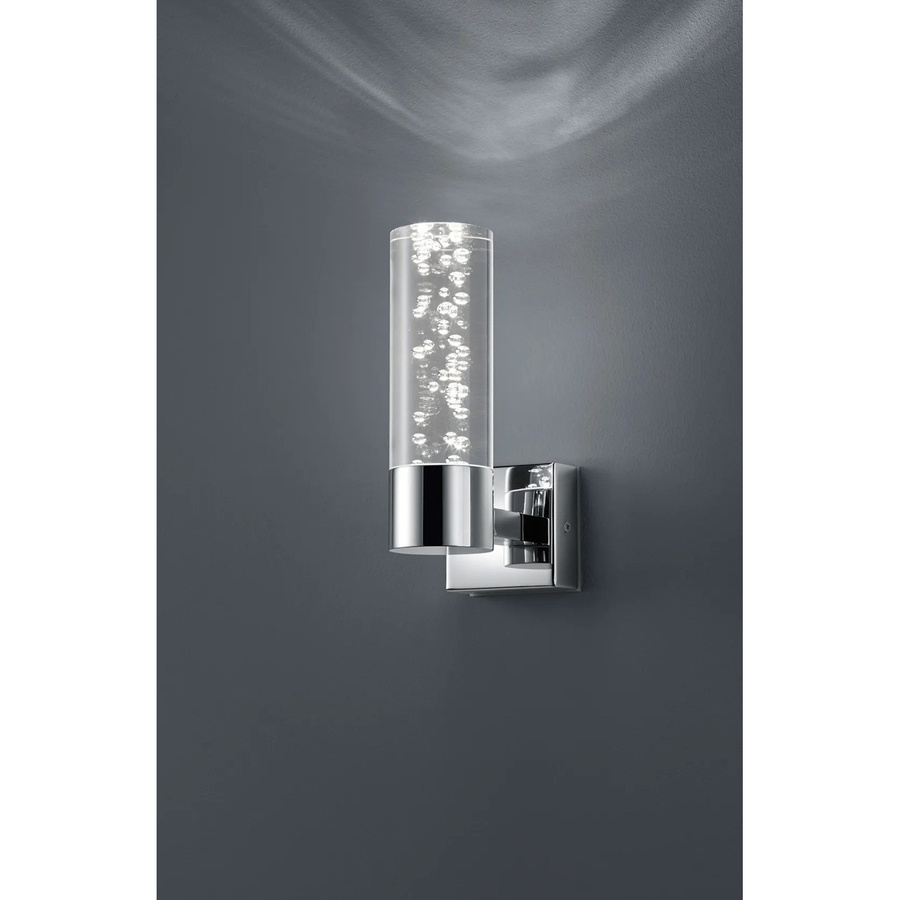 Trio LED-Bad-Wandleuchte Bubbles in Chrom mit transparentem Glas und warmweißem Licht - Bild 2