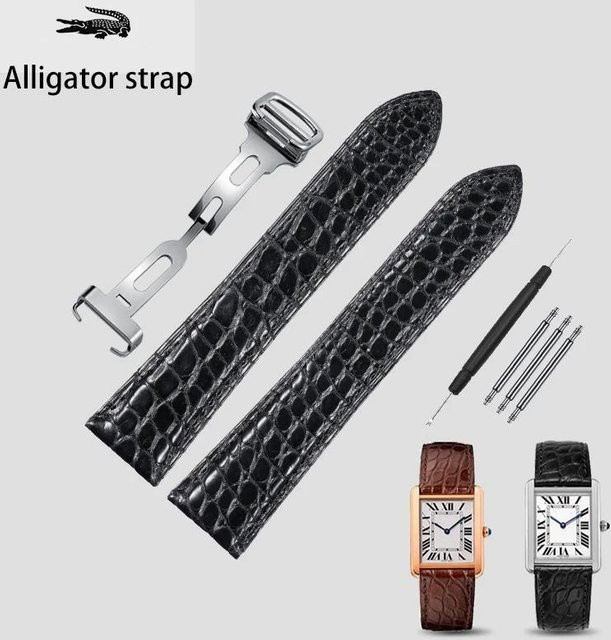 Cartier Uhrenarmband Alligatorleder, 23mm, Unisex, Grau - Bild 1