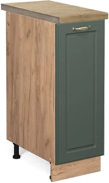 Vicco Apothekerschrank Fame-Line in Grün-Gold im Landhausstil mit Soft-Close-Türen, Eiche matt, B/T/H: 82 x 30 x 60 cm - Bild 1