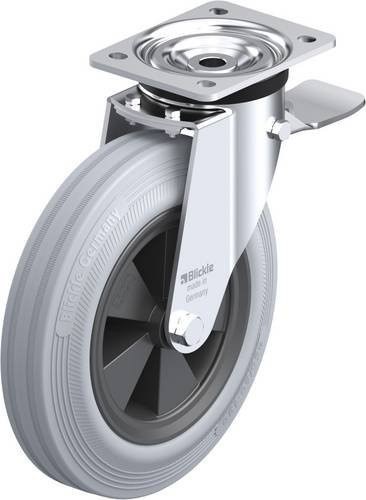 Blickle Lenkrolle L-VPP 250G-3-ST-SG mit Feststeller in Grau und Schwarz, Rad-Durchmesser: 25 cm, Tragfähigkeit: 295 kg - Bild 1