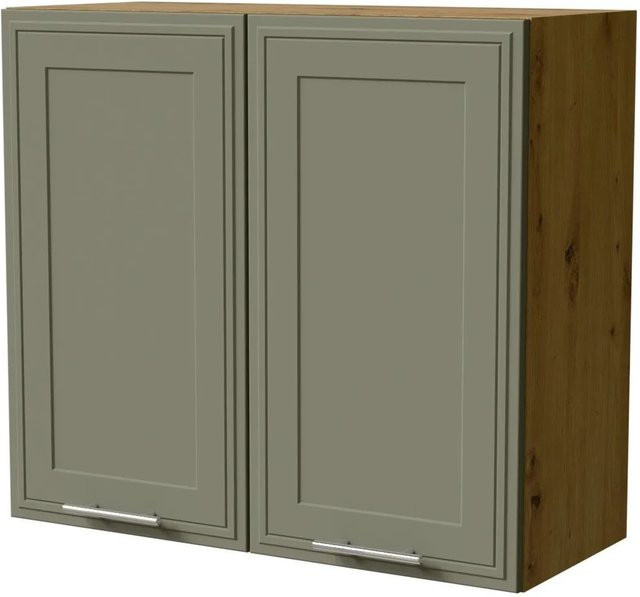 Feldmann-Wohnen Hängeschrank Salo in Eiche Artisan und Reed Green Matt mit Kassettenoptik, B/T/H: 80 x 32,5 x 72 cm - Bild 1