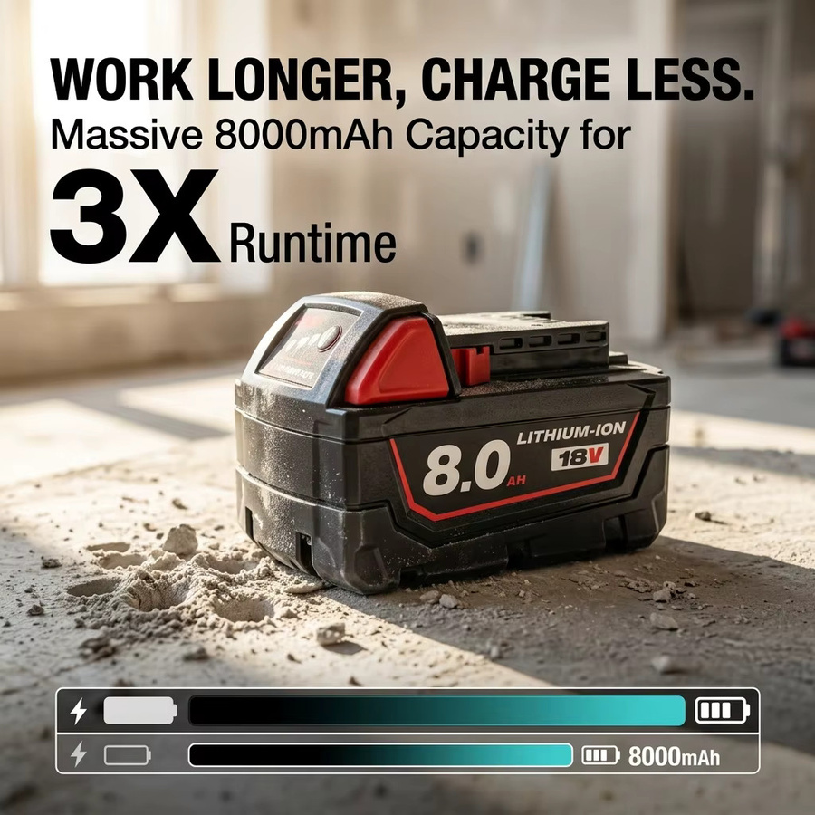 Milwaukee M18 Lithium-Ionen Ersatzakku 18V 8,0Ah IP65 wasserdicht - Bild 6