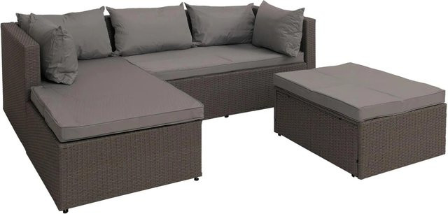 MCW Poly-Rattan Lounge-Set O46 in Grau mit hellgrauen Sitz- und Rückenpolstern - Bild 2