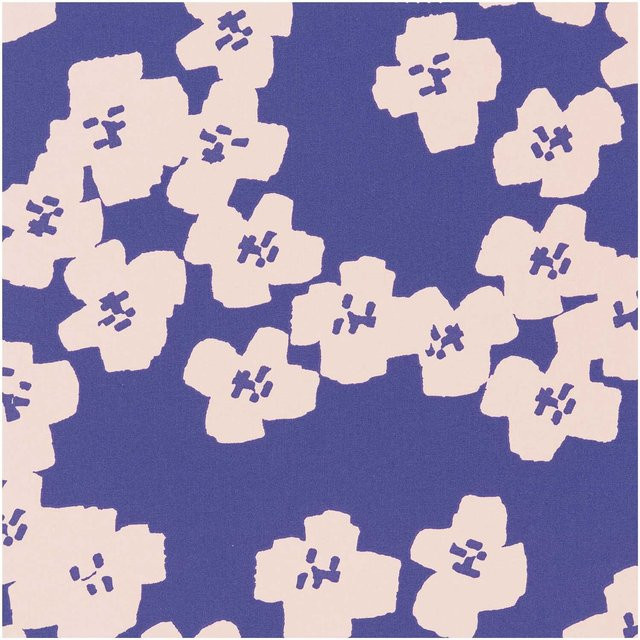 Rico Design Druckstoff Okina Hana Blumen in Blau und Rosa mit 140 cm Breite - Bild 1