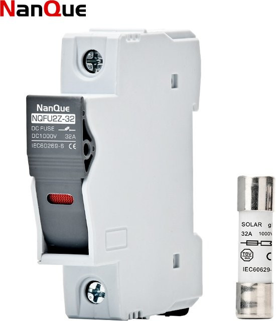 NANQUE DC Sicherung für Photovoltaik und Windgeneratoren mit Licht, 1000 V, 50 A, Kurzschlussschutz, DIN-Installation, Weiß - Bild 1