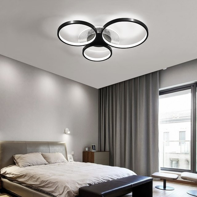 ABCZ Moderne LED Ring Deckenleuchte im Luxus-Design als Kronleuchter für dein Wohnzimmer in Schwarz/Gold - Bild 1