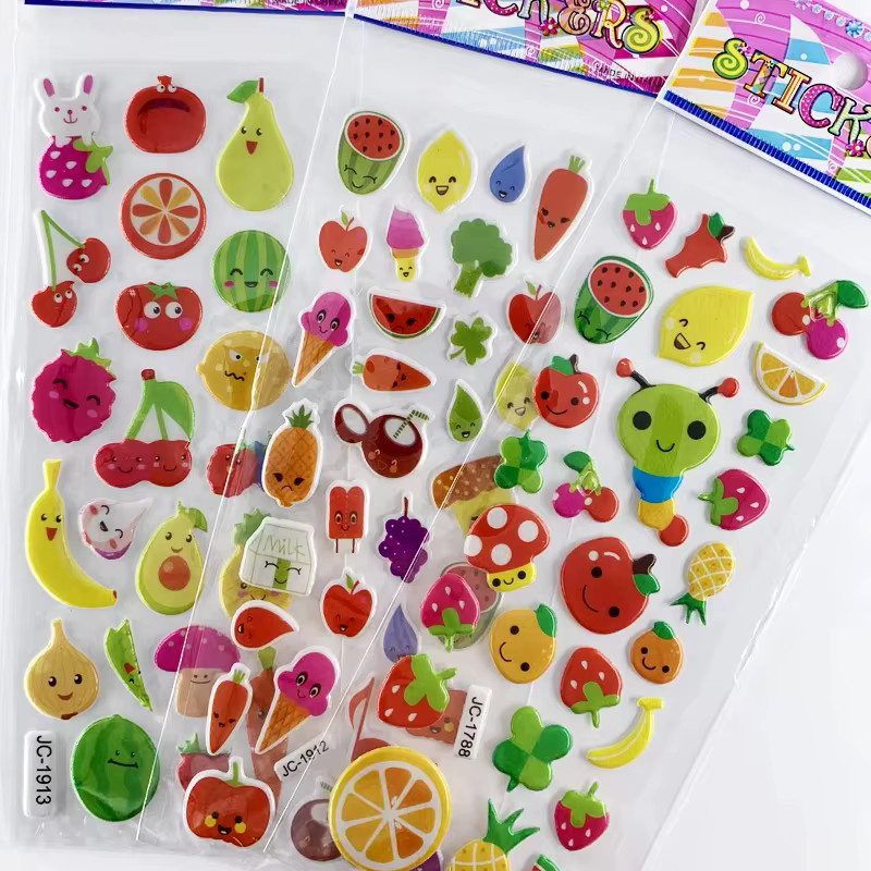 TMZ Wiederverwendbare Aufkleber mit Obst- und Gemüsemotiven in Multicolour für Büro und Schule - Bild 2