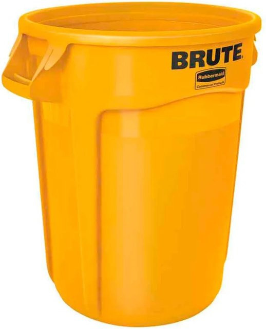 Rubbermaid Brute Runde Mehrzwecktonne mit Belüftungskanälen aus widerstandsfähigem Kunststoff, Gelb, H: 69,2 cm, B: 63,5 cm, T: 55,5 cm - Bild 1