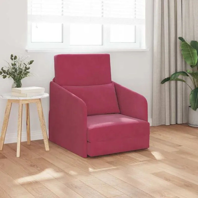 Modernes Schlafsofa vidaXL aus Samt und Metall in Rot, B/T/H: 65 x 80 x 83 cm - Bild 1