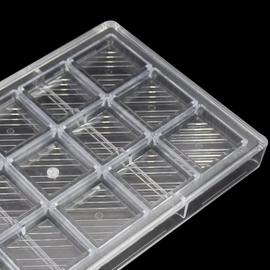 ALICAKE Schokoladenform aus Polycarbonat, quadratisch, transparent, B/T/H: 17,5 x 15,0 x 2,5 cm - Bild 3