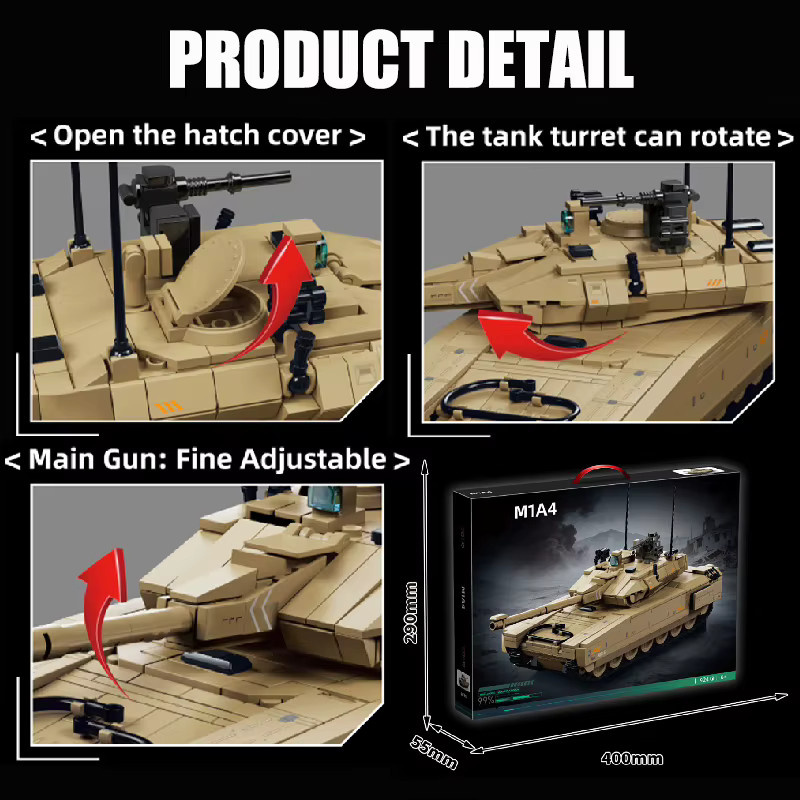 BXA Delta Force M1A4 Hauptkampfpanzer Modellbausatz, 924 Teile - Bild 4