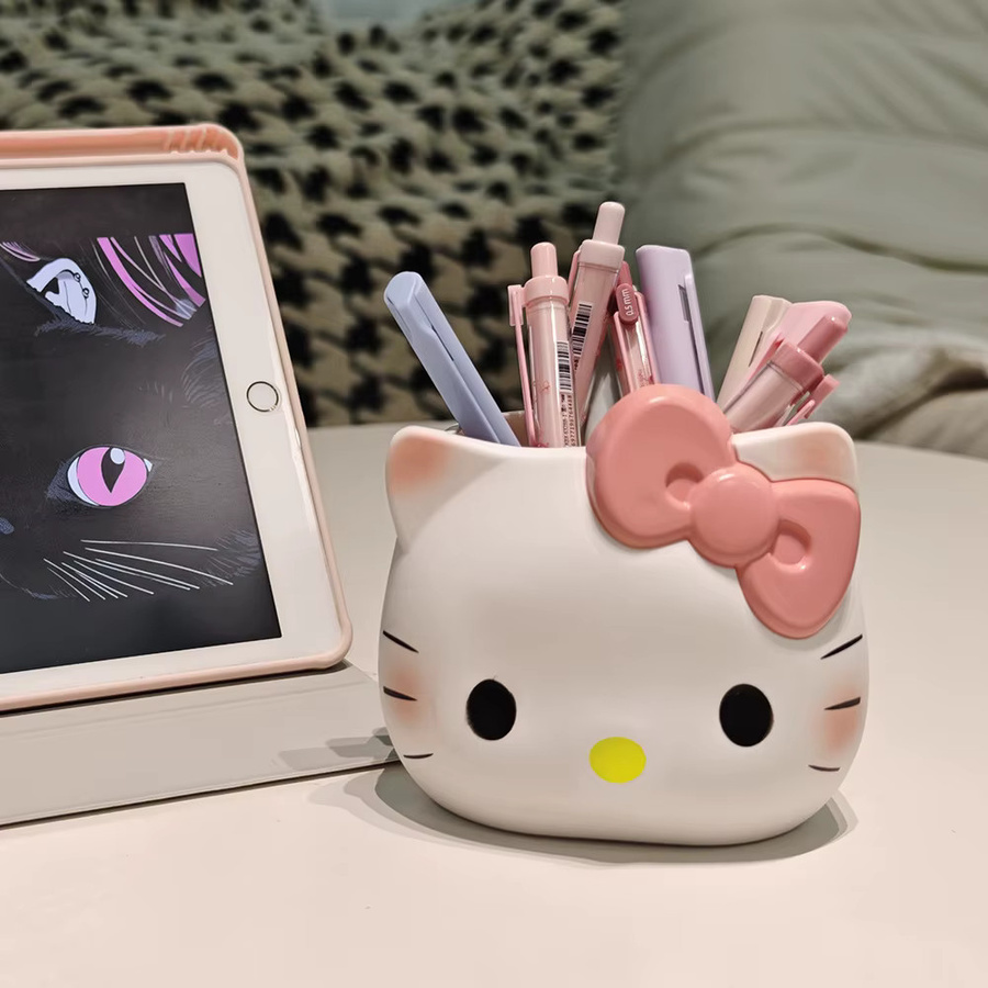Sanrio Hello Kitty Stifthalter aus Keramik in Weiß als niedlicher Schreibtisch-Organizer für Schule und Büro - Bild 2