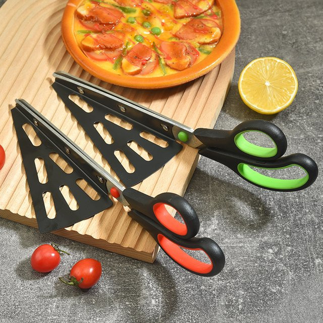 PTIEB 2-in-1 Pizzaschere aus Edelstahl mit abnehmbarem Spatel in Silber - Bild 1