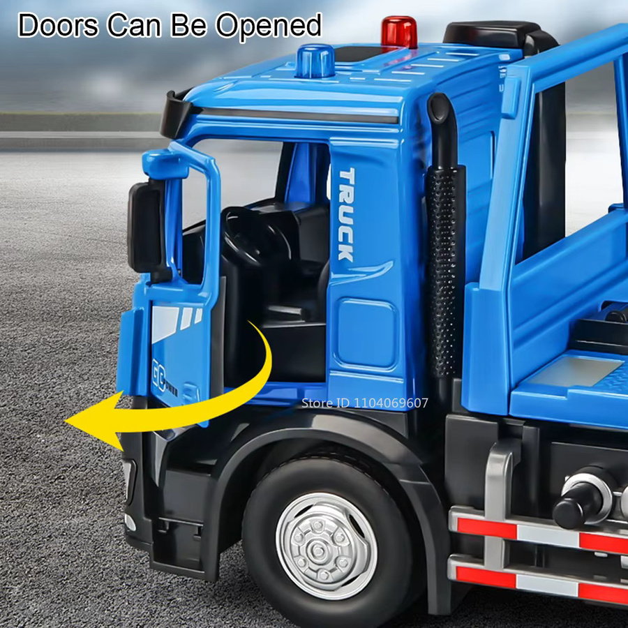 MINI AUTO Elektrischer Flachbett-Anhänger, Modellspielzeug, 1:24, Metalldruckguss, mit Sound und Licht - Bild 1