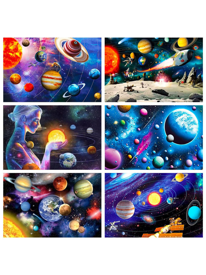 5D DIY Diamantmalerei-Set Weltraum-Planeten-Motiv mit runden Diamanten in Multicolour, Rahmenloses Landschafts-Diamantstickerei-Kit zur Heimdekoration, B/H: 30,0 x 20,0 cm - Bild 2