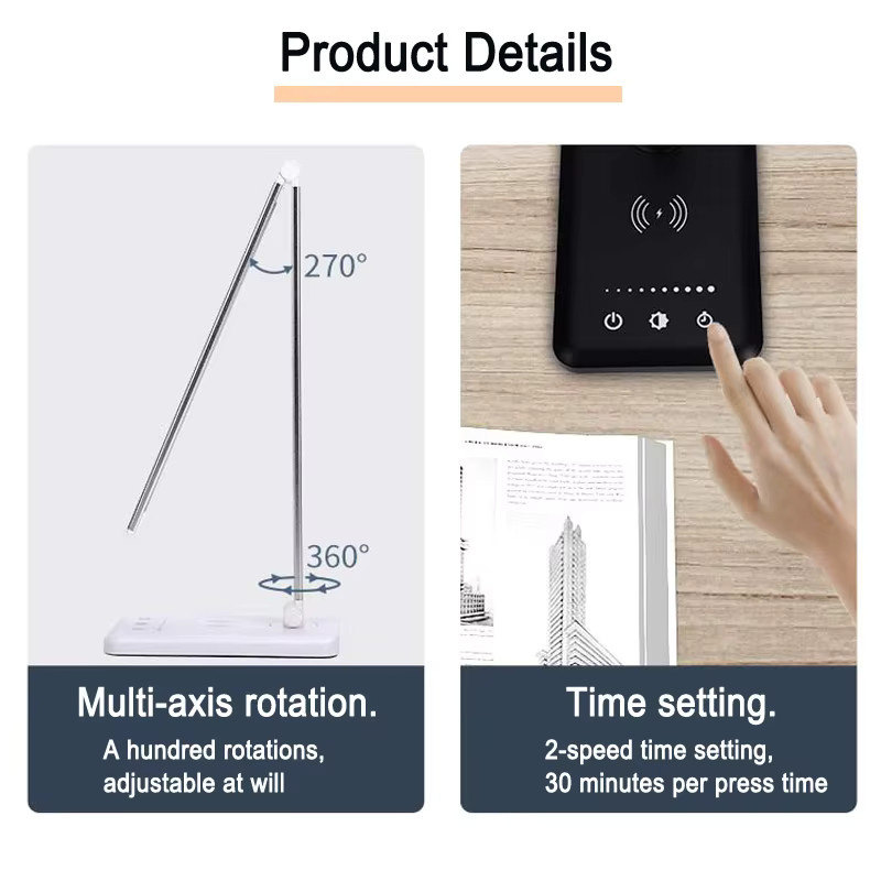 DOUWENXI LED USB-Ladelampe in Schwarz mit Touch-Bedienung, klappbar und wiederaufladbar für Home Office und Schlafzimmer - Bild 5