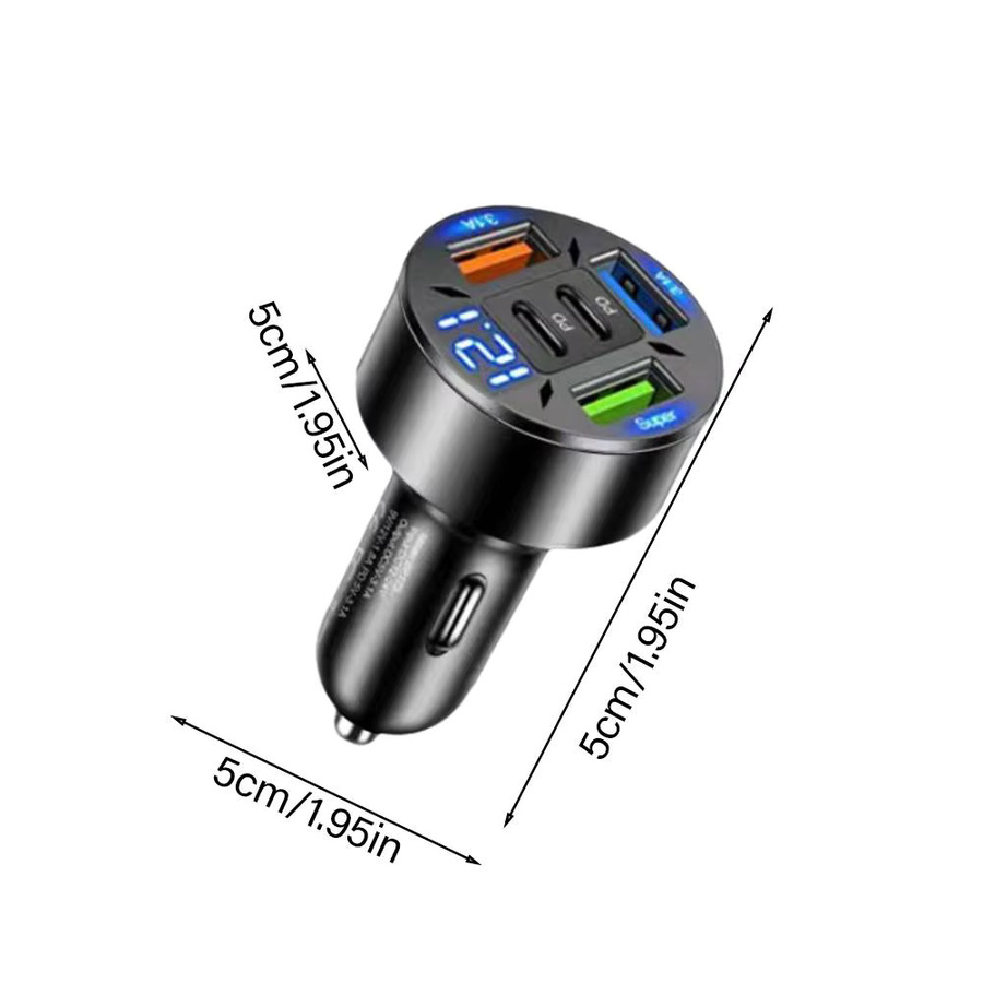 250W Auto Ladegerät mit 5 Ports inklusive 2 PD USB-C und 3 USB Anschlüssen für Schnellladung, Farbe: Schwarz - Bild 6