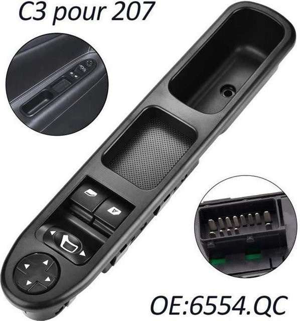 Fensterheberschalter für Peugeot 207 Fahrerseite Vorne Links, STEL ORA Fensterheber Hauptschalter, Schwarz, 6554QC - Bild 1