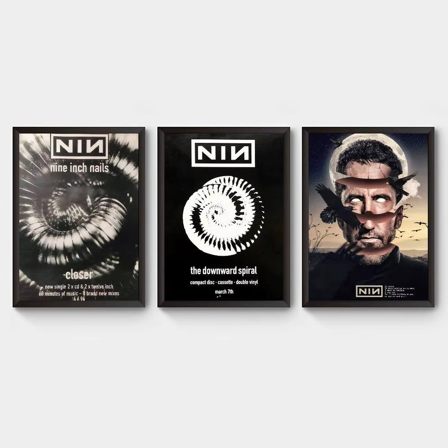 Nine I-Inch N-Nails Classic Vintage DIY Klebeposter, abstrakte Grafik als dekorative Wandkunst in Weiß, Papierposter, rechteckig - Bild 3
