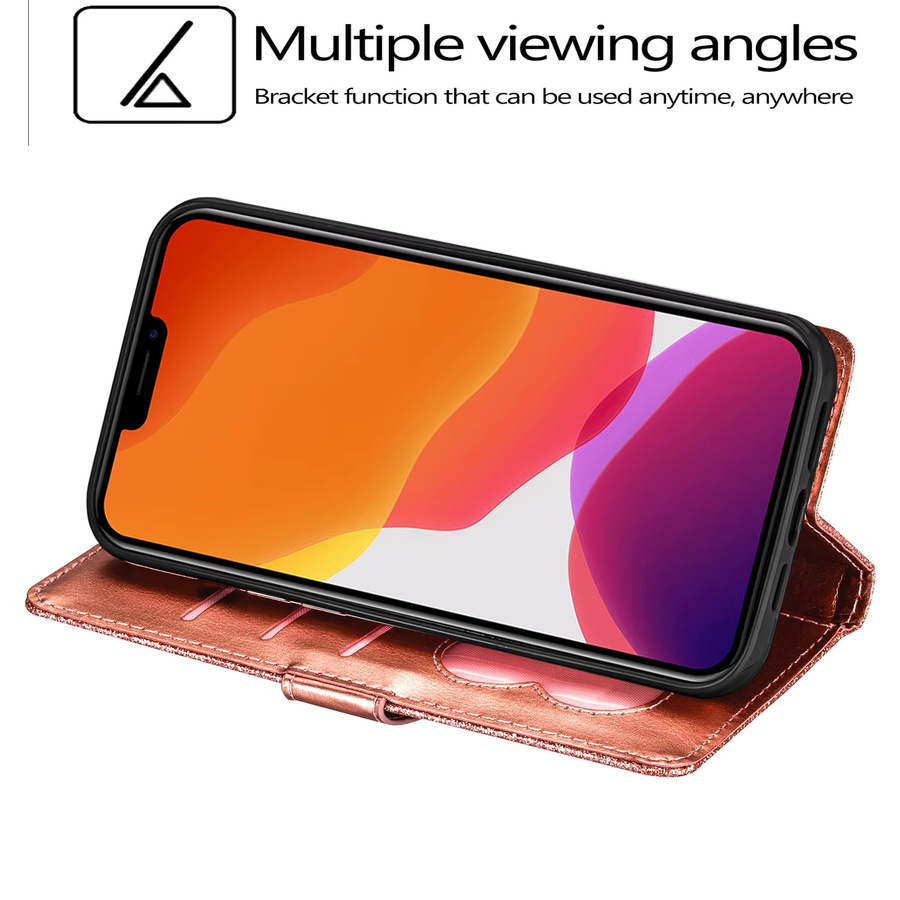 Glitzer Flip Wallet Ledertasche mit Reißverschluss für iPhone in Purple von aierkeba - Bild 5