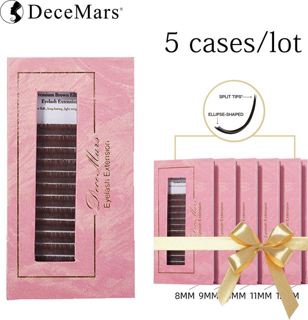 DeceMars Wimpernverlängerung, 5er-Set, Braun, Matt, Ellipsenförmig - Bild 1