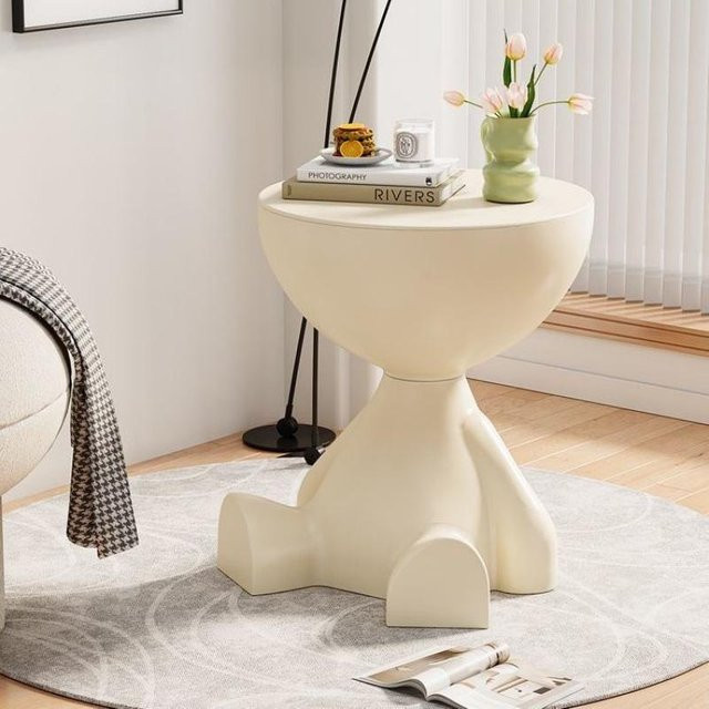 ZEKS Beistelltisch in Weiß mit runder Form und glänzender Oberfläche für Wohnzimmer, Schlafzimmer oder Büro - Bild 1