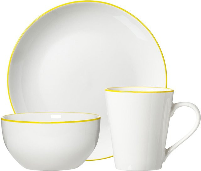 Ritzenhoff & Breker Frühstücks-Set Adela 18-teilig aus Porzellan in Gelb und Weiß - Bild 1