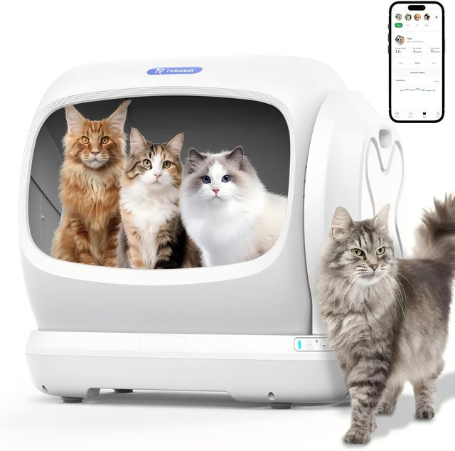 UBPET C42 XXXL Automatische Katzentoilette in Weiß, 106l, Semi-offene elektrische selbstreinigende Katzentoilette für mehrere Katzen mit niedrigem Eingang und ultraleisem Betrieb - Bild 1
