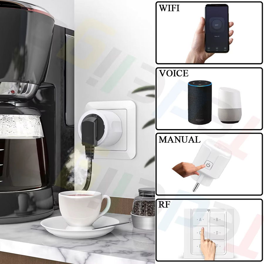 Tuya WiFi Smart Socket mit Leistungsmonitor, magnetischer Wandschalter, weiß, kompatibel mit Alexa und Google Home - Bild 2